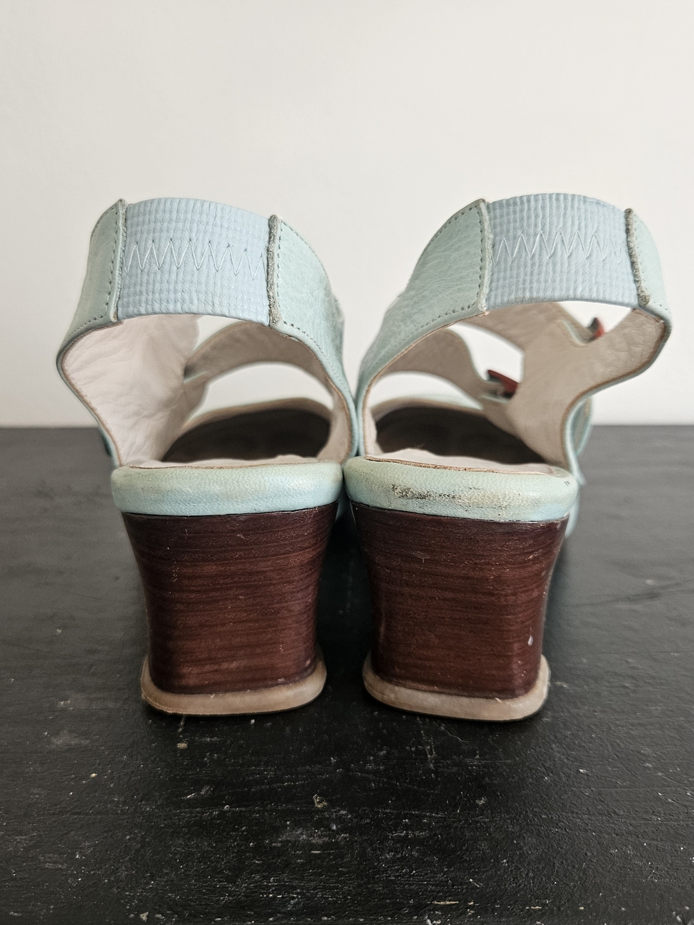 Fluevog Operetta Fiorenza Mint Leather Mary-Jane Slingback Heels Size 7 - Picture 5 of 10